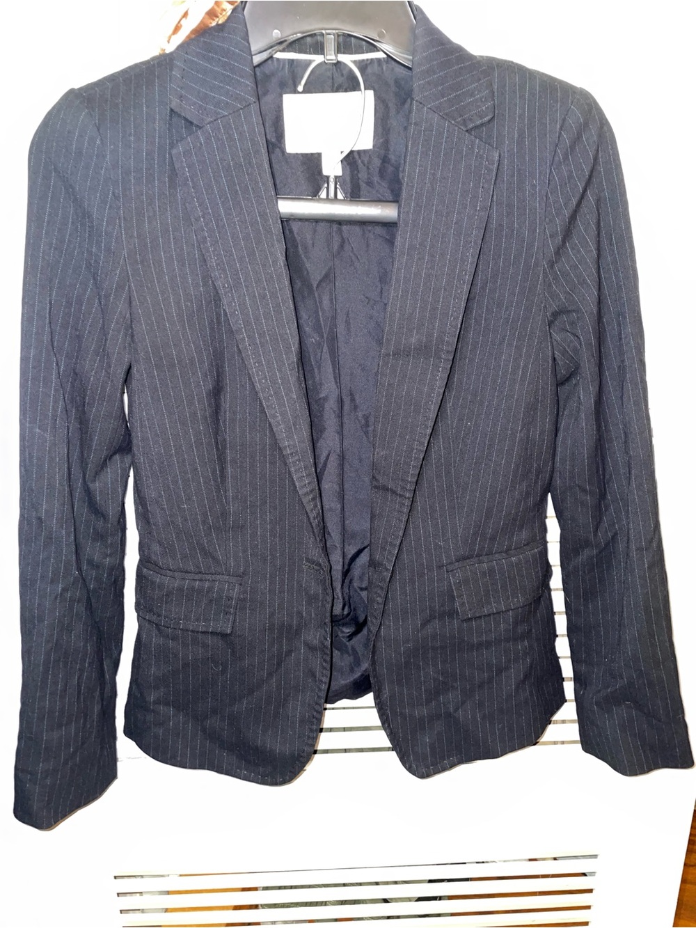 Navy Pinstripe Tailored Blazer